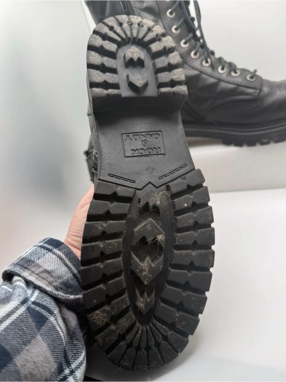 Women's Combat Boots Sz 7.5 Rock & Candy Quilted Black Zip - Picture 4 of 8